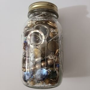 Jewelry Jar Lot Wearable Resell Rhinestones Gold Silver Tone Vintage Modern Good